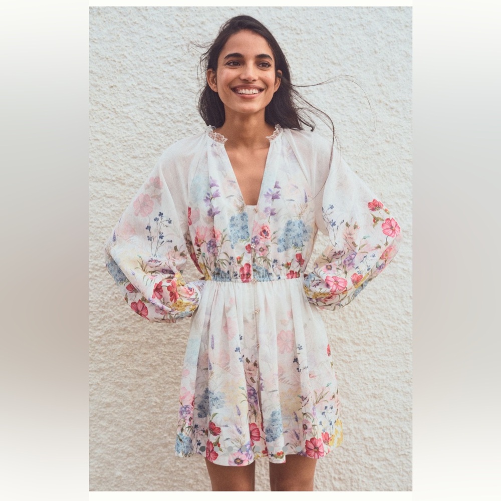 Anthropologie Floral Mini Dress - Let Me Be V Neck Dress